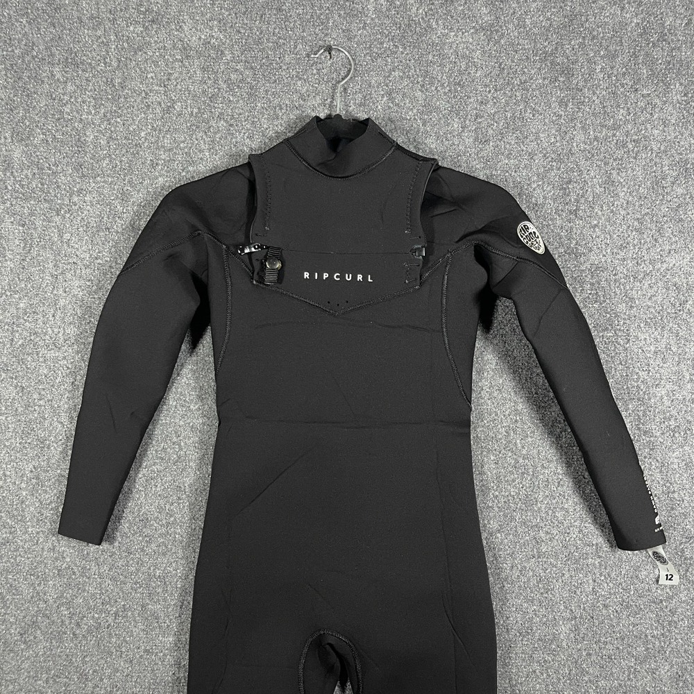 EUC Rip Curl Dawn Patrol 3/2mm E5 Chest Zip Full Wetsuit Black Junior Size 12